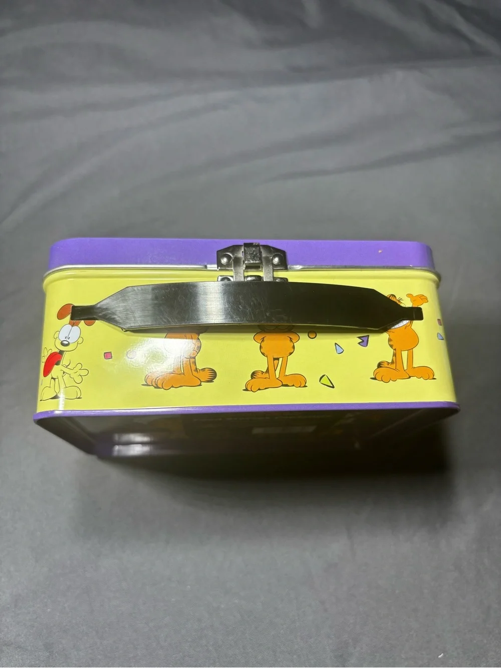 New Garfield Purple Metal Tin Lunchbox